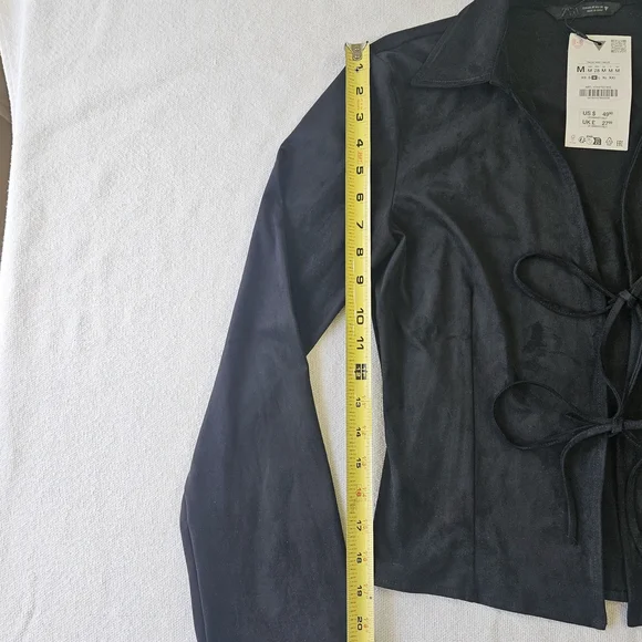 Zara Women Black Collared Long Sleeve Viscose Blazer Drawstring 90s Size M - Picture 4 of 10